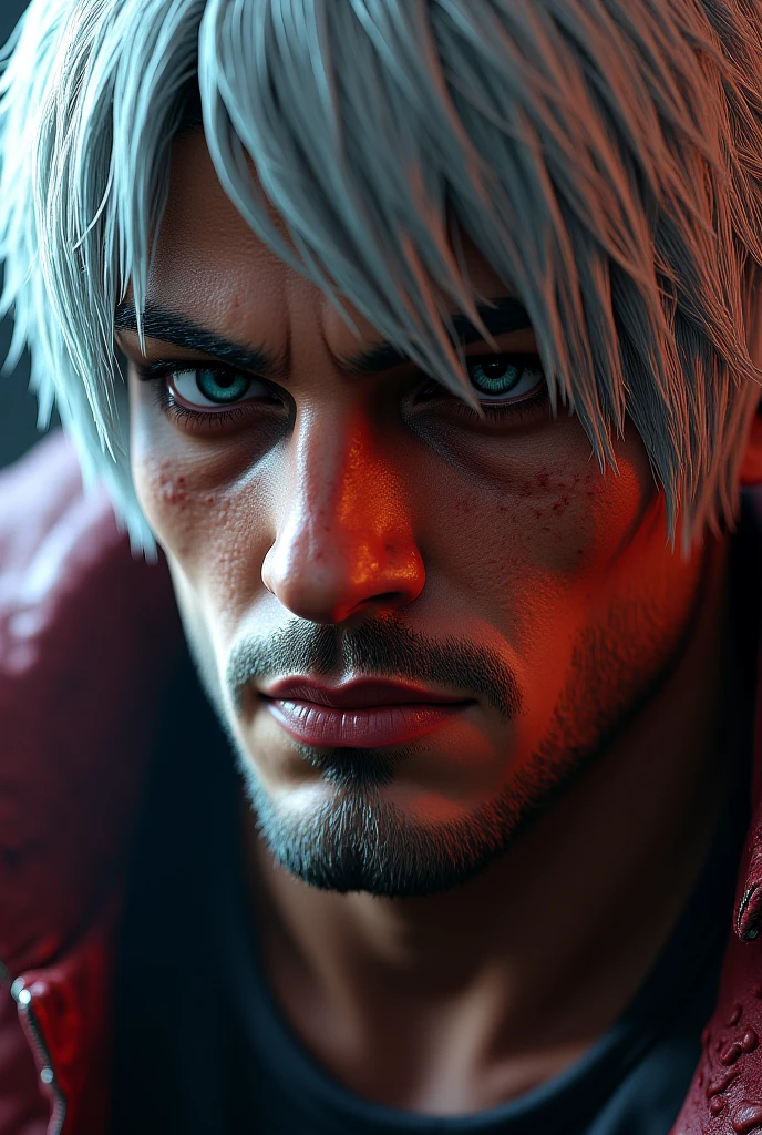 Make a picture of Dante from Devil Men Cry laughing like a psychopath
