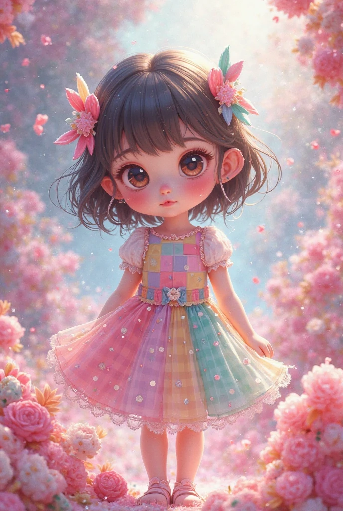 Little girl in floral dress holding, letter ABC dancing --auto --s2