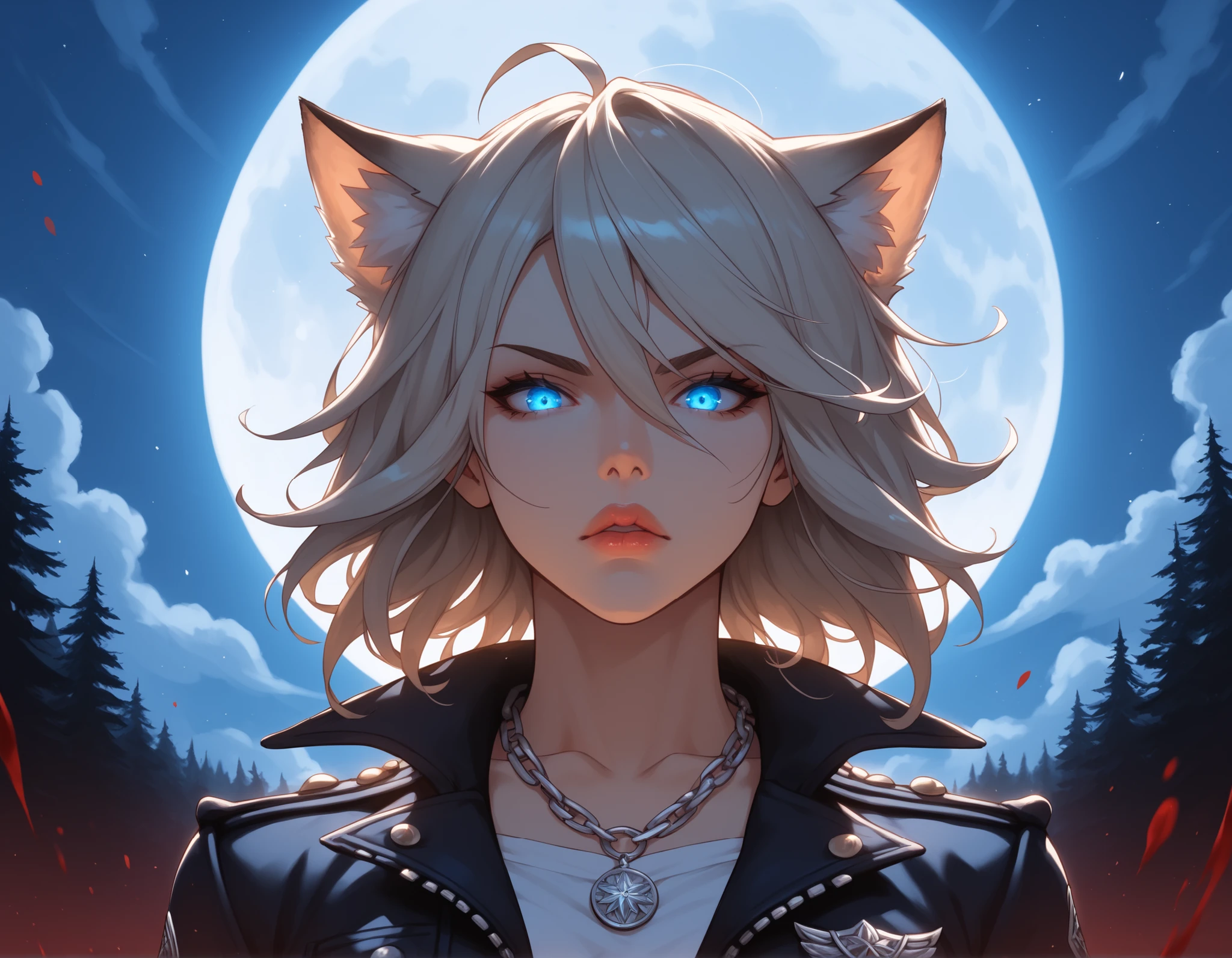 watercolor, score_9, score_8_up, score_7_up,(Volumetric_lighting1.7), (masterpiece), (lora: Punk Anarchy Style), (lora: Detailed Background), (lora: NKxXmo's Shaded Face), (lora: SDXL high detailed. LoRA_SDXL_ARW_0010: 0.75), (lora: Waifu Eyes), 1girl, lips, eye_shadow, from_below, werewolf, wolf_ears, wolf_tail, solo, solo_focus, ((zoomed-in:1.2)), upper_body, white_hair, light_blue_eyes, faintly_glowing_eyes, arms_raised, long_hair, serious_expression, standing_by_the_lake, full_moon, night_scene, dark_clothing, black_jacket, tight_jeans, combat_boots, silver_chain_necklace, wind_in_hair, tense_posture, ears_visible_through_hair, shadowed_face, glowing_moonlight, mysterious_aura, distant_stare, sharp_features, cool_toned_lighting, background_forest, still_water, lone_figure, soft_glow, standing, (hands_covered_in_blood),( blood_on_lips:1.2), foreshortening, darkbackground, cinematic lighting, masterpiece, best quality , 8k, realistic, nighttime, high_quality, detail_focused, blurry_background, (Diminishing scale perspective:1.3), ((forced_perspective))