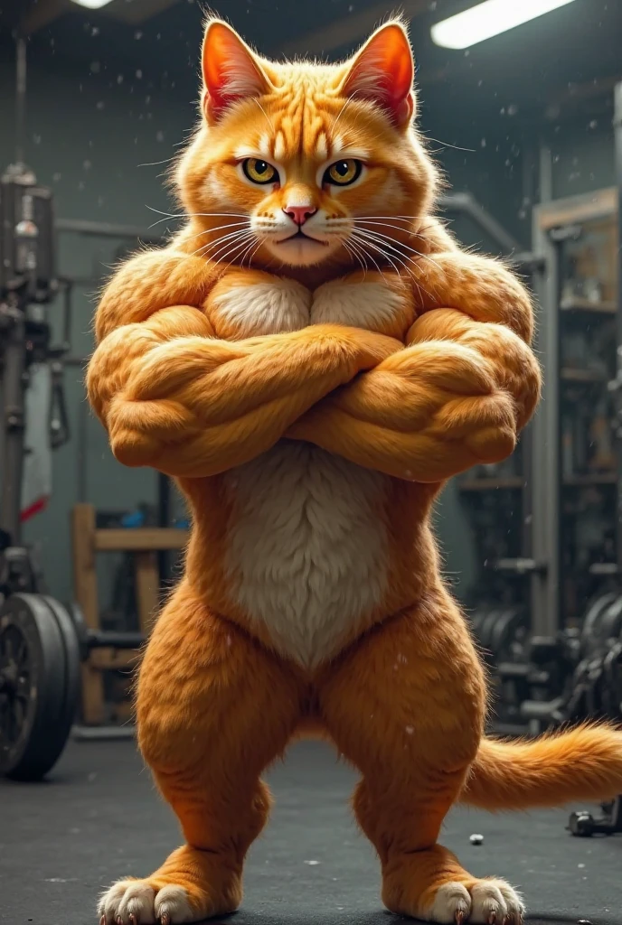 Athletic pumped up cat