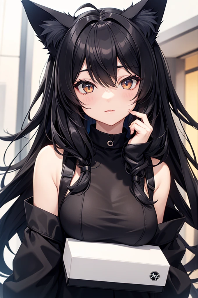 A black hair korean woman with long and have a bangs, has a double eyelid, high bridge nose, small face, V shaow face and a sexy body 