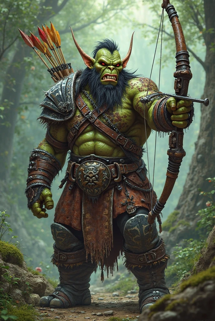 Draw a brave and manly goblin adventurer for a video game 