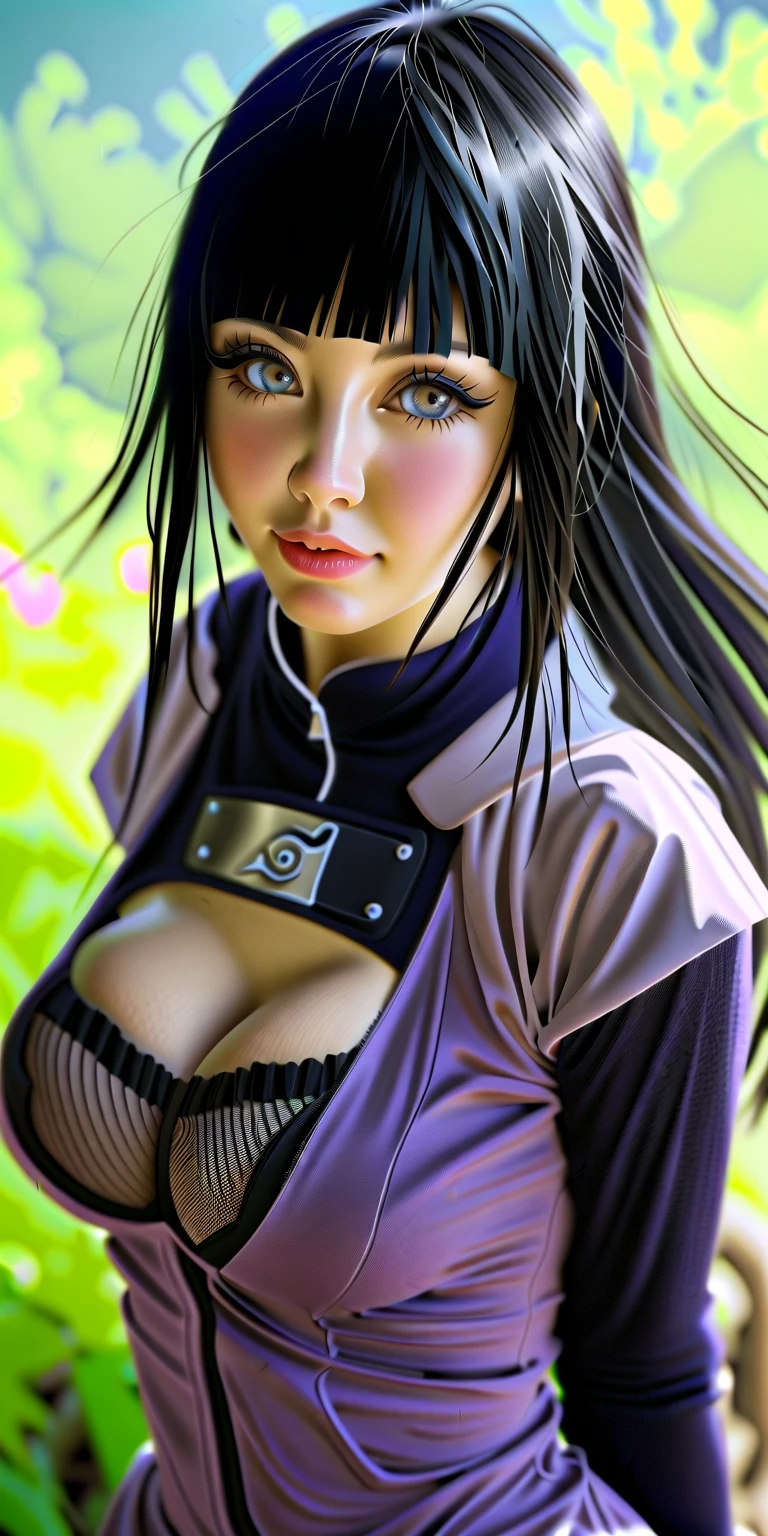 konan (naruto), 1girl, solo, breasts, yellow_eyes, upper_body, looking_to_the_side, makeup, zipper, rain, paper, nose, open clothes, paper jutsu, upper body, akatsuki outfit, labret piercing