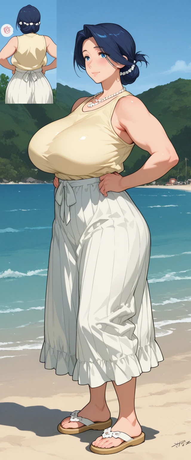 beautiful 150 kg woman walking on the beach