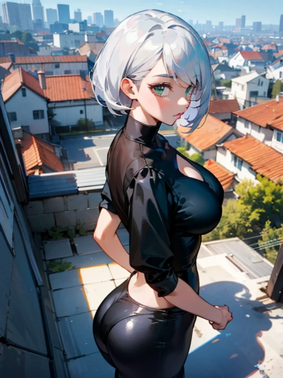 Best quality, solo mature woman,bimbo, wearing tight dress, gazing condescendingly at the viewer with a scornful smile, (((Accentuate your butt))), strong wrestler