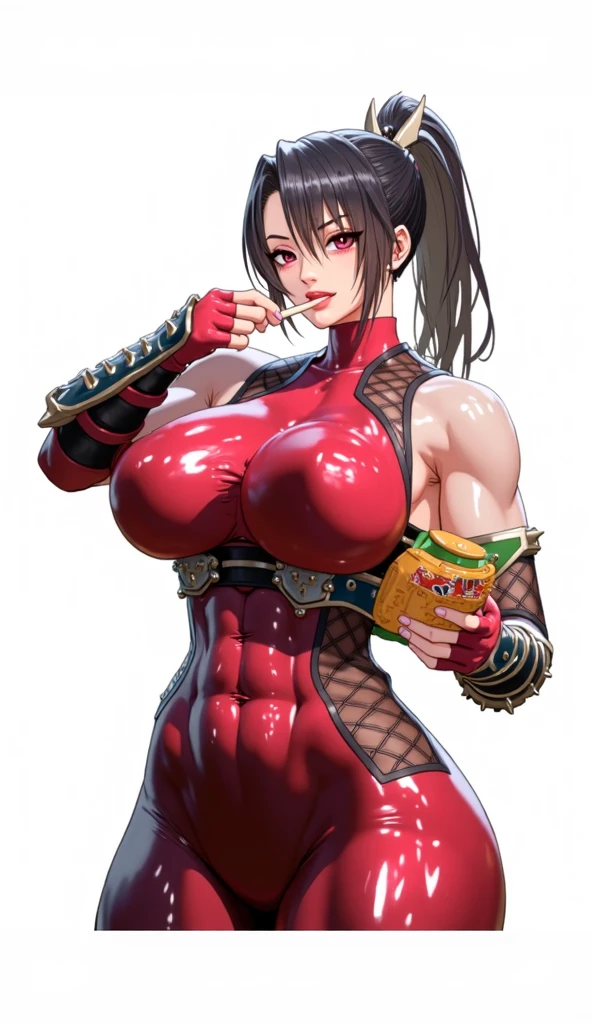 In the style of Frank Cho, Full body, 20 year old - Cany Barbi, Sexy busty bimbo, seductive, red lips, stylish blonde hair, glowing skin, makeup , ((black latex top, plaid skirt, skintight)), ((perfect smooth skin, enormous fake biggest breasts:3.2 tight cleavage:2, tiny waist, toned legs)), (photorealistic, photo, masterpiece, realistic, realism, photorealism, high contrast, realistic skin texture, best quality, ultra high res, sexy pose