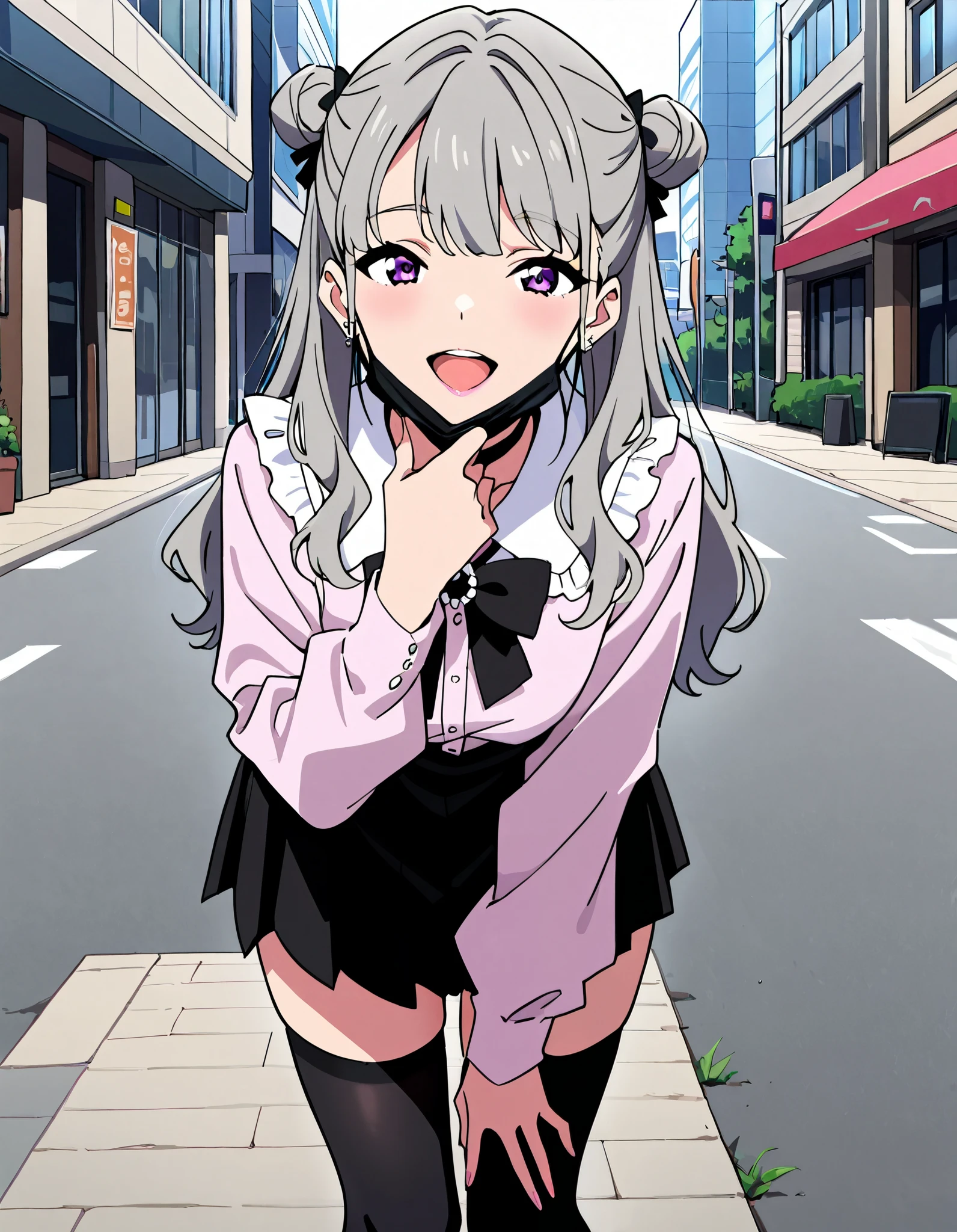 Young girl with grey hair, ((fringed and curly hair)),((curly short twintail)), curly hair ,(red eyes),, ((small bushy eyebrows)), wearing gothic lolita clothing, lolicon , to school, bored eyes, bored face (Zankuro) drawing style by zankuro artist, Zancrow style, image uploaded in R34, walking in the mall, flirty smile , suddenly ((having sex)9 in public, ((doggy style sex)), ((public sex )) naked ass in the male crotch, old man , ((being raped by a decrepit old man in a dirty alley,  ((male pov))