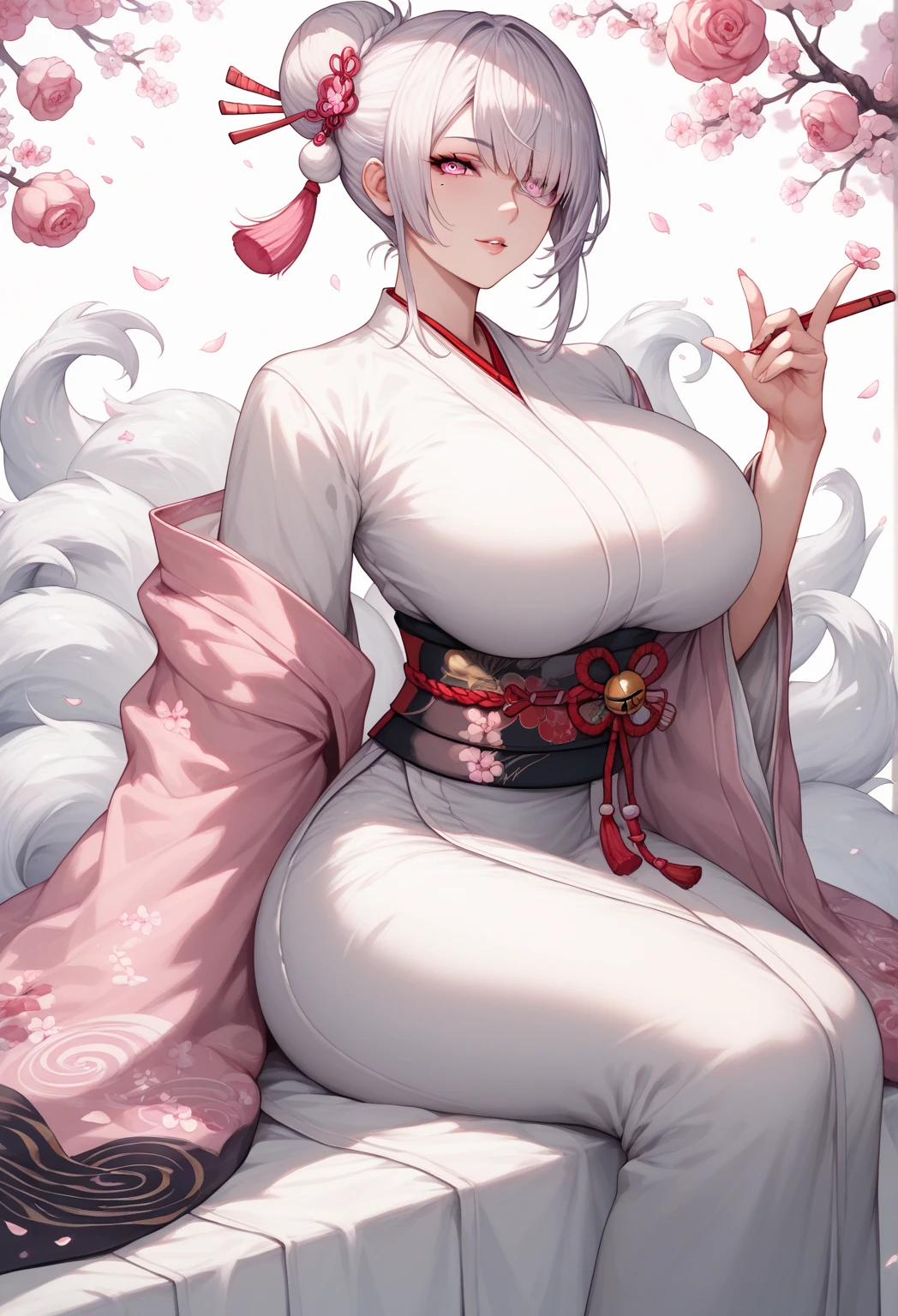 Anime - Style drawing of a woman sitting on a bench with a cat,Guvitz on the Pixiv Art Station,Guvitz on the Pixiv Art Station,Guweiz,Trends on the ArtStation Pixiv,Guviz-style artwork,Trends on CGSTATION,Yang J,Zeng Jing,beautiful and seductive anime woman。