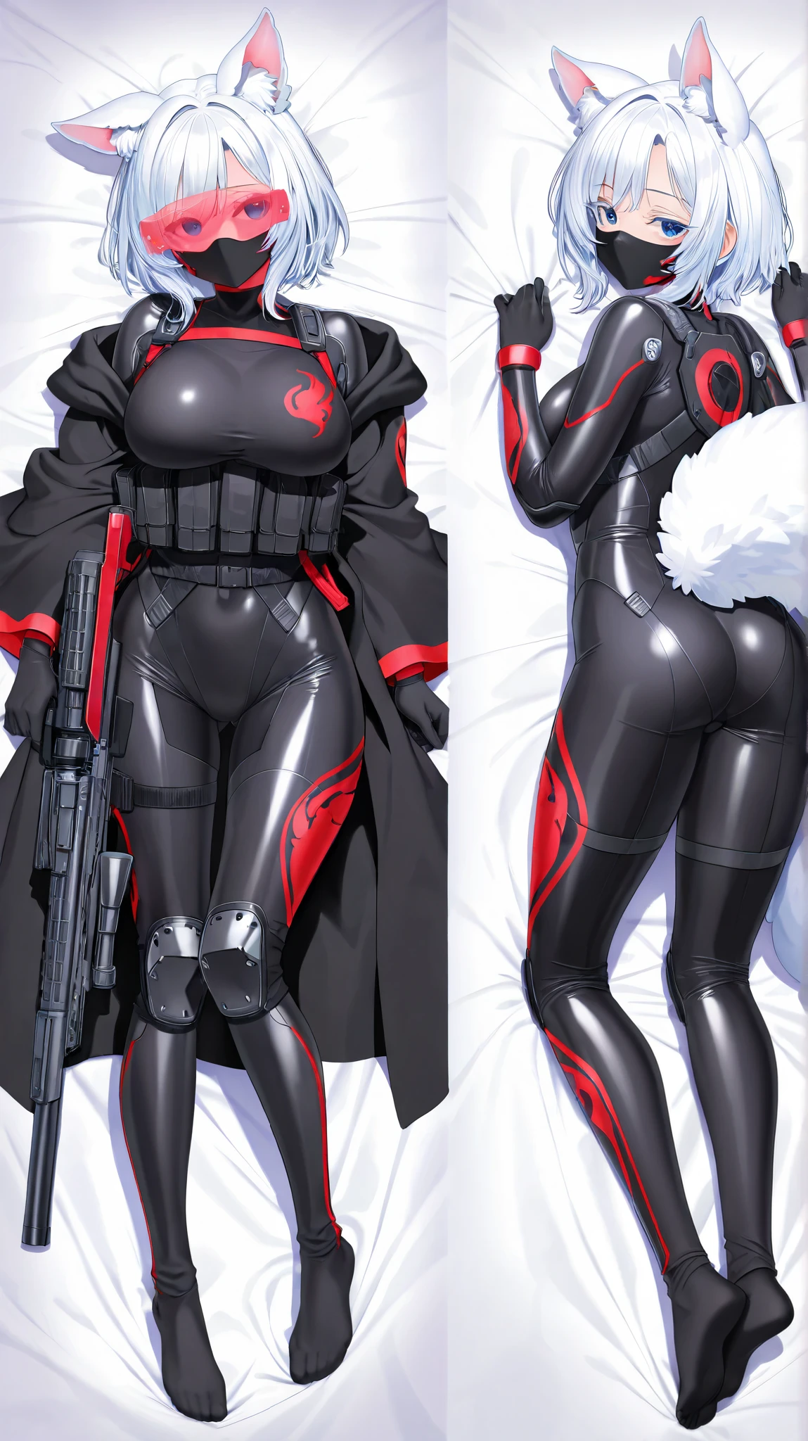 Calhoun, 1girl, bdsm, bedroom dakimakura_(medium) lying on_back on_bed solo