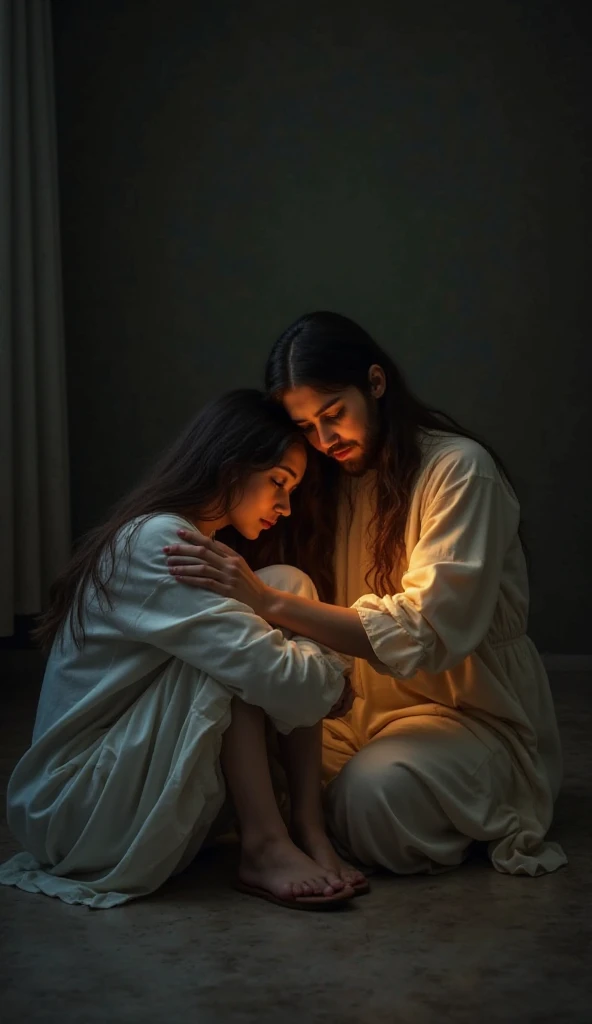 Jesus Christ making a marriage of a woman and a man