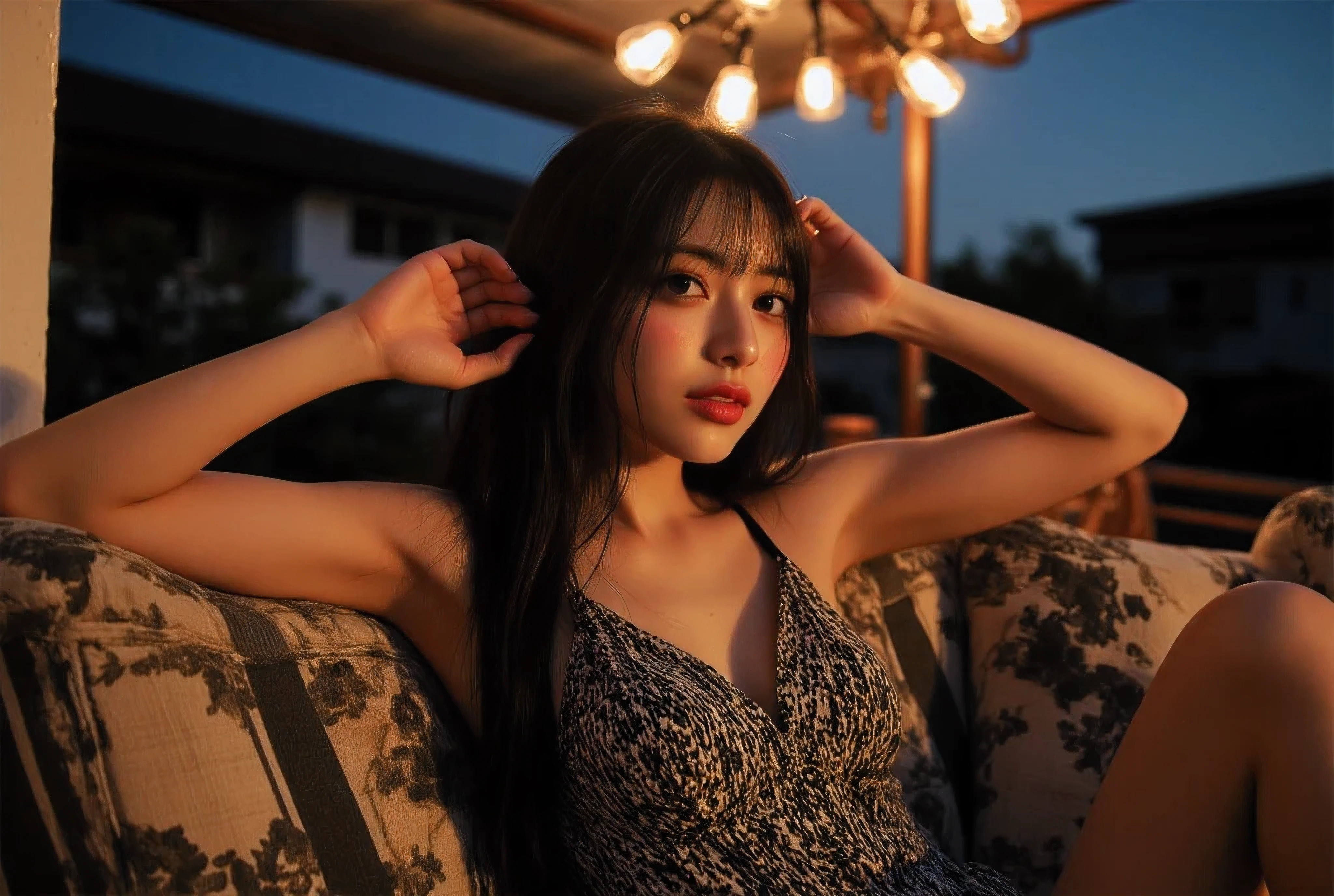Relaxing in the outdoor couch at the veranda, Suburban locale, beautiful detailed houses in the background, Aesthetically pleasing sunset Early evening, lantern lit night, Photo from the side, candid photo, (suburban setting background seeing the streets and houses and shops from the veranda metro Manila philippines )Beautiful amber skies (Large and prominent perky breasts showing décolletage and cleavage with a bit of tan lines) Flash photography, gyaru, Aesthetically pleasing cinematic composition, epic perspective, dramatic lighting and shadows, symmetrical and detailed, Cute girl with small perky breasts in a black and white geometric print summer dress at the veranda at her home during evening relaxing in the outdoor couch, Metro Manila, philippines, Evening, nighttime, Cute tan brown-skinned Filipina-korean goth girl, Cute and adorable milf mommy wearing her sexy and alluring Cute girl in a black and white anime summer dress at the veranda at home during sunset relaxing in the outdoor couch fit athletic toned sexy fit and athletic Filipina-korean woman, tan skin photorealistic and life-like taken from a Leica m9 50mm 1.2, lowlight photography, 4kPhoto_PDXL Photorealistic, 30 years old , Filipina brown skinned pacific islander Spanish mix girl, high resolution, life-like details, Freckles, moles, simple and elegant demeanor, lovely and ethereal face, Photorealistic and life-like skin texture, lovely kissable pouting lips, sexy sensual and alluring seductive pose , surprised face as she looks at me, Cute girl in a summer dress at the veranda at home during dusk relaxing in the outdoor couchTaken from a Leica m9 50mm 1.2, lowlight photography, At the house, My Sweet adorable innocent and sexy pre-adolescent girl is standing in the doorway looking at me in surprise as she comes in, sexy and voluptuous goth very young in in plaid school skirt and small tight croptop spaghetti strap, 1girl Cozy bedroom , 4kPhoto_PDXL Photorealistic,