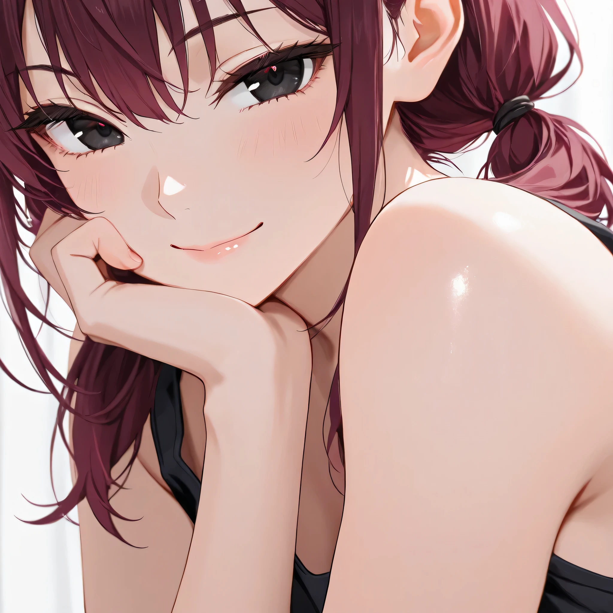1girl,12yo,,,slanted eyes,thin eyes,,socks,,,looking viewer,open mouth,tongue,,,grin,blush,sweating,