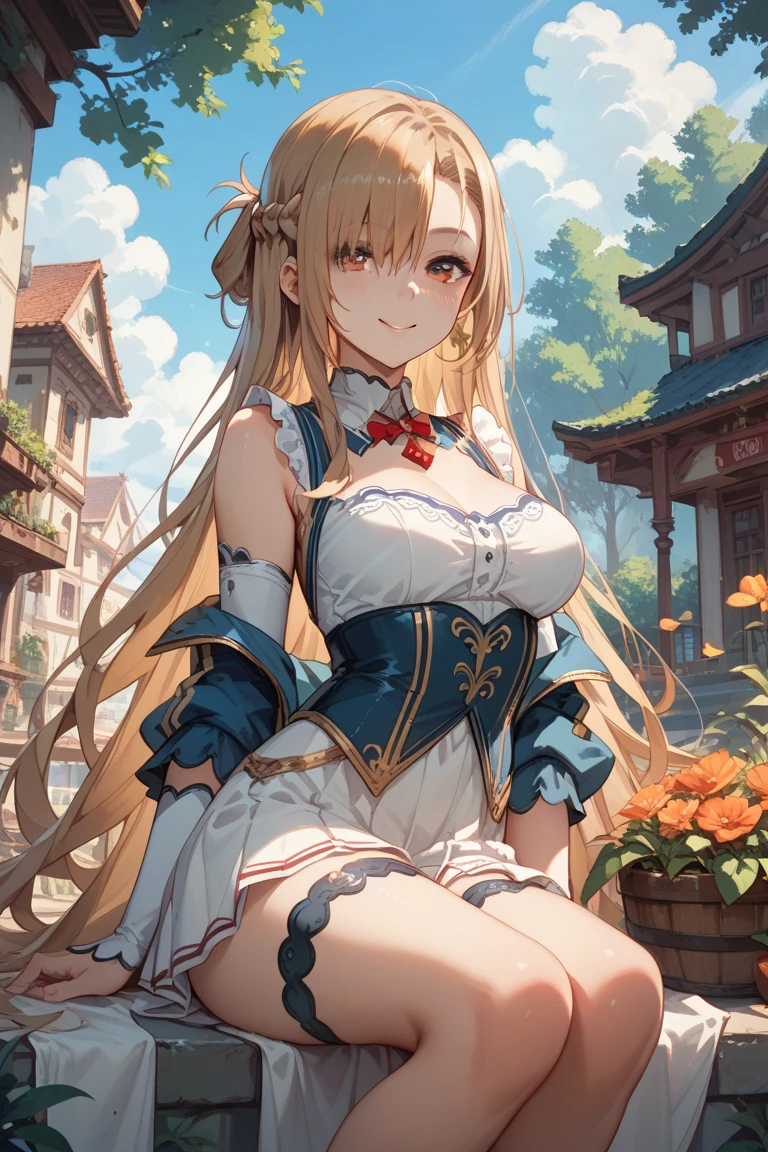 Masterpiece、Highest quality、Super detailed、1 girl、Blonde、Twin tails、Fluffy and soft long hair、Big Tits、Cleavage、Chinese Fantasy Palace、String Panties、Chinese clothing、A chest that looks like it is about to burst