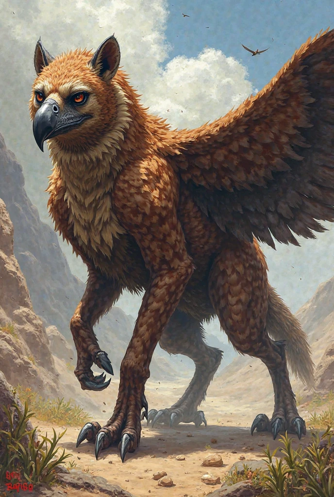 dromaeosaurid, raptor, feathered dinosaur, brown feathers, black feathers, yellow eyes, side view, biped, tail,winged arms, black feet,feral, outside, trees, grass, mountains, clouds, ecmajor, personalami ,fingers,stripes, spot, black face,brown head,((feathers)),sit on a stump, slit pupils, short nose,feathered arms, looking at viewer (hindquaters facing viewer) (nsfw:1.7) (big sexy detailed anus) () (erect tapering penis) (puffy genital slit) (ejaculating)