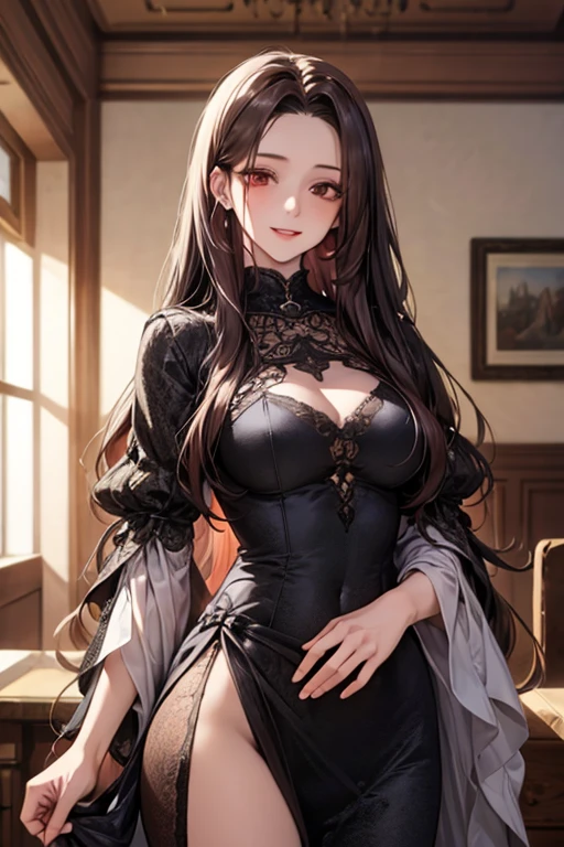 (masterpiece, Best quality, ultra detailed, a high resolution, 4K),(beautiful detailed eyes),(very detailed face),(1 girl),HDR,Long voluminous curly brown hair, clothes short sexy black color sexy pose, lies in straw