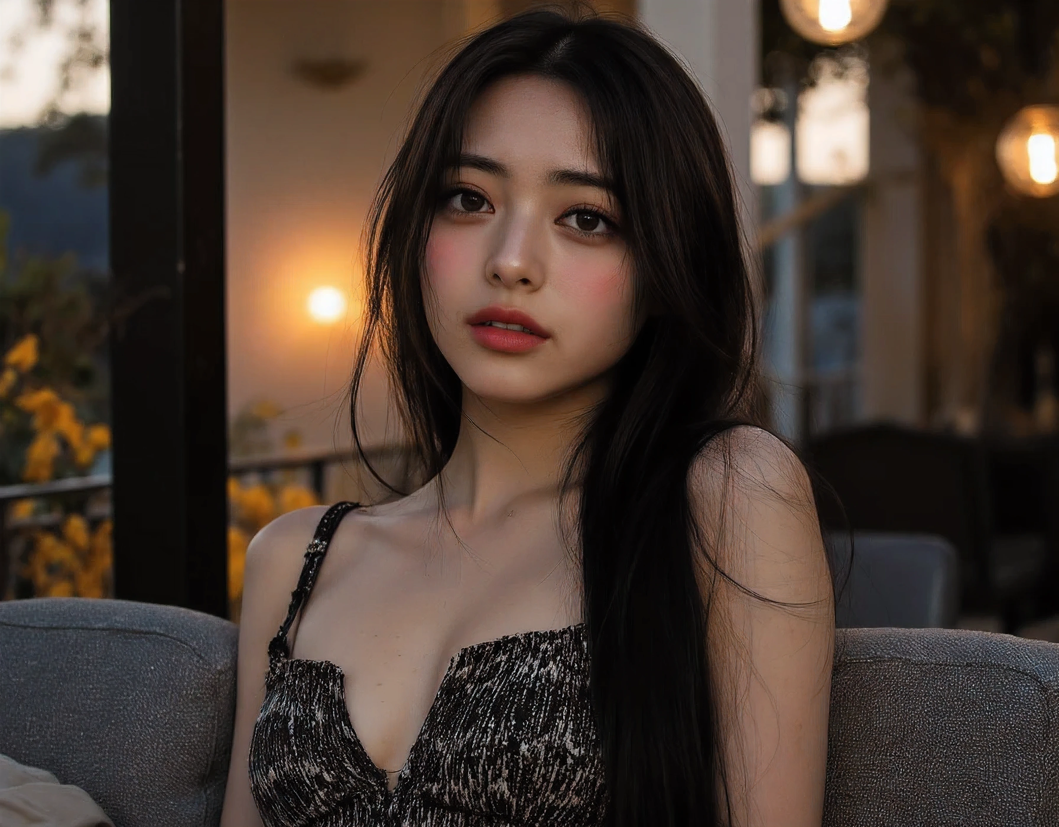 Chic and stylish, Relaxing in the outdoor couch at the veranda, Suburban locale, beautiful detailed houses in the background, Aesthetically pleasing sunset Early evening, lantern lit night, Photo from the side, candid photo, (suburban setting background seeing the streets and houses and shops from the veranda metro Manila philippines )Beautiful amber skies (Large and prominent perky breasts showing décolletage and cleavage with a bit of tan lines) Flash photography, gyaru, Aesthetically pleasing cinematic composition, epic perspective, dramatic lighting and shadows, symmetrical and detailed, Cute girl with small perky breasts in a black and white geometric print summer dress at the veranda at her home during evening relaxing in the outdoor couch, Metro Manila, philippines, Evening, nighttime, Cute tan brown-skinned Filipina-korean goth girl, Cute and adorable milf mommy wearing her sexy and alluring Cute girl in a black and white anime summer dress at the veranda at home during sunset relaxing in the outdoor couch fit athletic toned sexy fit and athletic Filipina-korean woman, tan skin photorealistic and life-like taken from a Leica m9 50mm 1.2, lowlight photography, 4kPhoto_PDXL Photorealistic, 30 years old , Filipina brown skinned pacific islander Spanish mix girl, high resolution, life-like details, Freckles, moles, simple and elegant demeanor, lovely and ethereal face, Photorealistic and life-like skin texture, lovely kissable pouting lips, sexy sensual and alluring seductive pose , surprised face as she looks at me, Cute girl in a summer dress at the veranda at home during dusk relaxing in the outdoor couchTaken from a Leica m9 50mm 1.2, lowlight photography, At the house, My Sweet adorable innocent and sexy pre-adolescent girl is standing in the doorway looking at me in surprise as she comes in, sexy and voluptuous goth very young in in plaid school skirt and small tight croptop spaghetti strap, 1girl Cozy bedroom , 4kPhoto_PDXL Photorealistic,