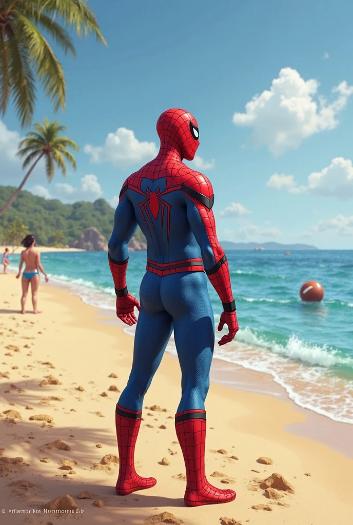 Spiderman in beach party 