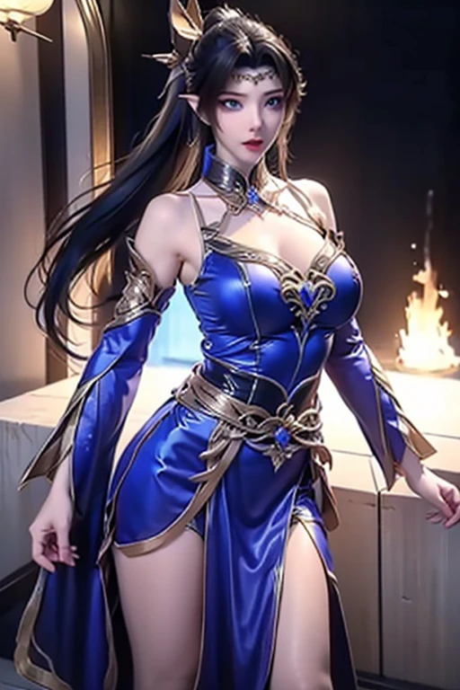 best quality, tmasterpiece,Ultra-high resolution,Clear face,(Reality:1.4),ferpect lighting,(upper body shot), (photorealistic:1.50), anime wallpaper, Guviz style artwork, cover-up fantasy up to magic , by Yang J, Guviz, beautiful artwork illustration, beautiful digital artwork, beautiful digital illustration, Li Song, beautiful anime portrait, art style in Beauvot, Lips wear thick red lipstick,(smille 1:1)
