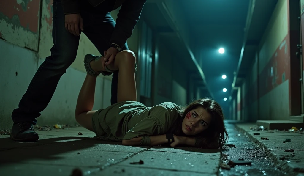 4k, ultra realistic, realistic, textured skin, crime scene, woman, rated pg, body, bloody knife, investigating