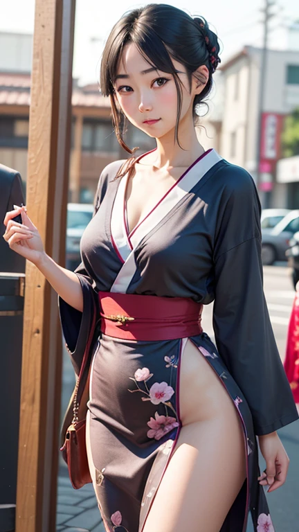 最high quality、high quality、best image quality、8K、最High resolution、High resolution、最high quality、masterpiece、Realistic human body with detailed details、Realistic skin in every detail、Realistic face in every detail、Realistic eyes in every detail、Realistic lips in every detail、Realistic teeth in every detail、Realistic ears with attention to detail、Realistic hair with detailed details、Realistic arms with attention to detail、Realistic hands with attention to detail、Realistic fingers with attention to detail、(fine hands、thumb1reference4)、Realistic legs with attention to detail、Realistic feet with attention to detail、((beautiful japanese girl))、(japanese model), (japanese woman)、((18 year old beautiful girl))、(black hair)、(straight hair)、((whole body))、((Upward beautiful breasts、Medium chest))、(slim style、slender style)、(whole body光沢肌、Fair skin)、Detailed and realistic human body、detailed realistic skin、detailed realistic face、detailed realistic arms、Detailed realistic fingers、Detailed realistic feet、soft natural light、samurai kimono、maiko kimono、servant、geisha kimono、japanese kimono、Furisode、kimono、Yukata、japanese traditional、Samurai Residence、Japanese garden、((colorful transparent vinyl(flowery kimono、Hakama with side slits))、((Under the cherry blossom tree in full bloom(Poses that make your thighs look sexy))