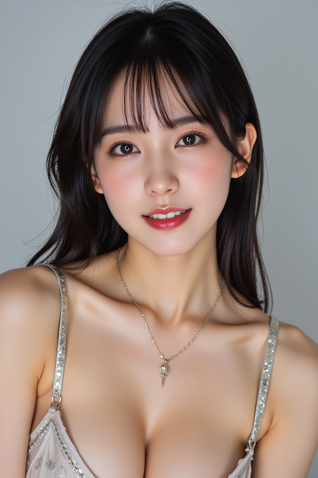 table top, highest quality, Photoreal, finely, High resolution, 8k wallpaper, perfect dynamic composition, sharp focus, surreal, beautiful and fine eyes, medium hair, big and full breasts, random sexy poses, laughter, open your mouth, resort scenery, 25 years old, (drooling eyes:1.4), beauty, Japanese, chain necklace, big earrings, Photographed from the front,(((completely naked、All nude)))((Open your legs wide and spread them to show off your pubic area)))
