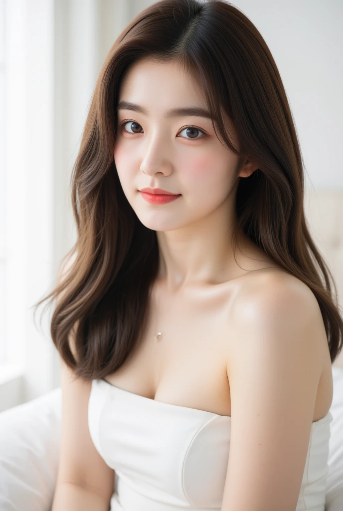 table top, highest quality, shape, Super detailed, finely, High resolution, 8k wallpaper, Perfect dynamic shape, beautiful and detailed eyes, small breasts, natural color lip, random sexy pose,smile、20 year old girl、midnight、Beautiful and dense face、perfect and beautiful face,Big eyes、real photos(best image quality),Sheer off-shoulder dress、looking at camera、Please stand、Do gal makeup,blurred background