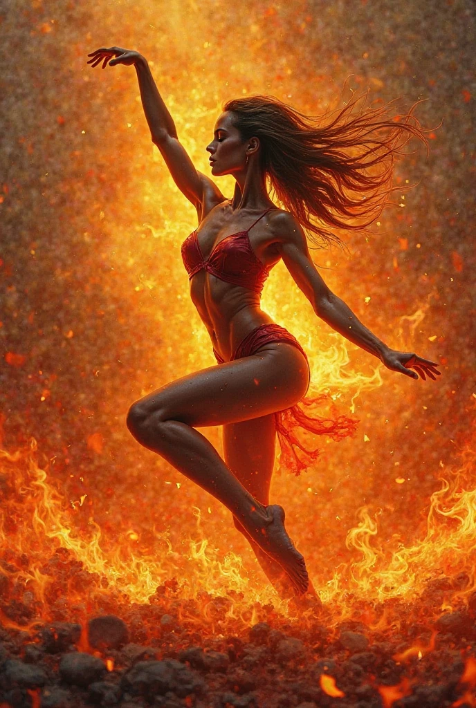 A dancer in flames, backlight, neo-expressionism, 2K, high resolution