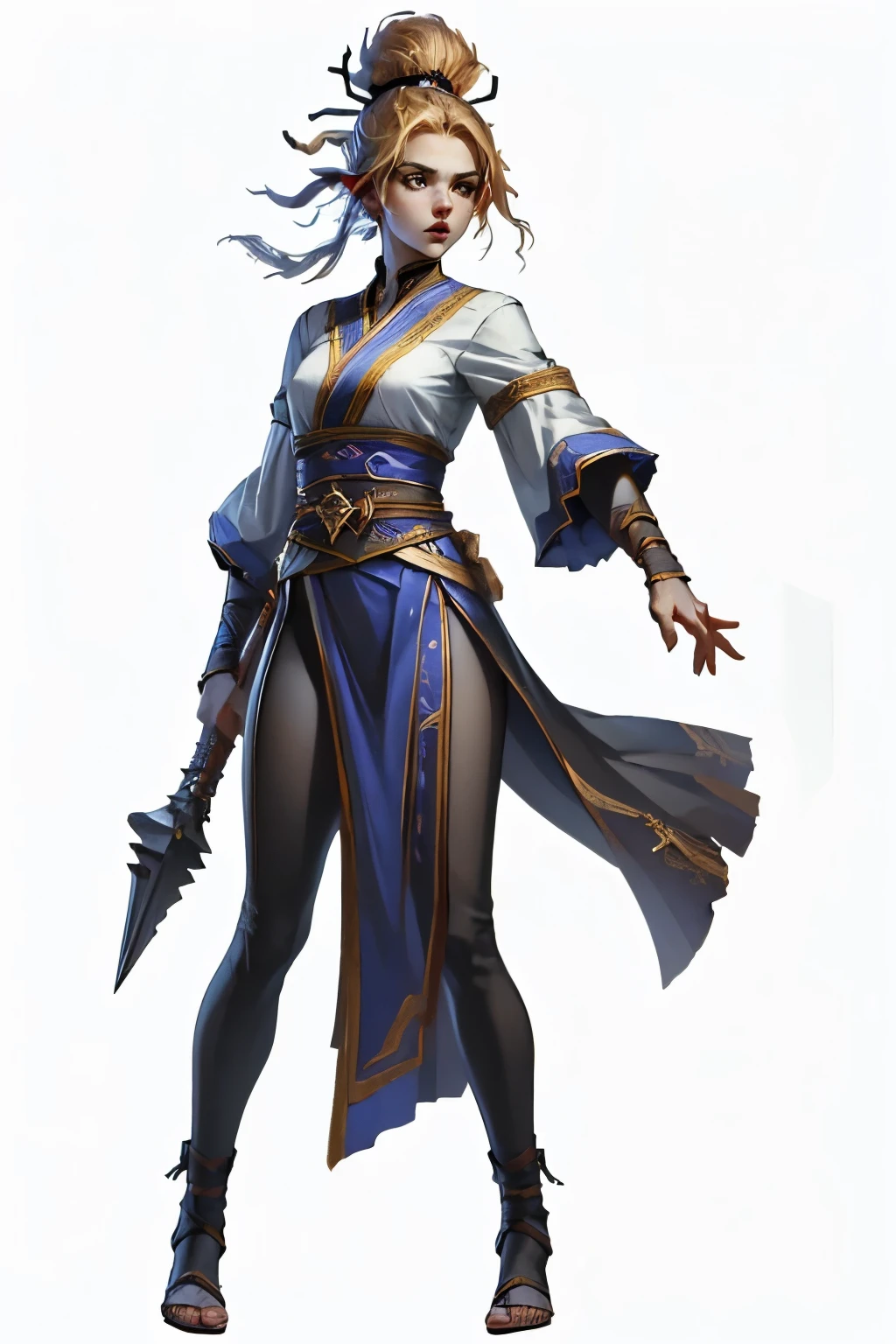 (full body image, forbidden to cut or not appear from head to toe, PNG format , transparent background, white background, theme monge, rpg) &&&&& (high quality, masterpiece) &&&&& monge com roupas amarelas e postura calma, porém com combate corpo a corpo.