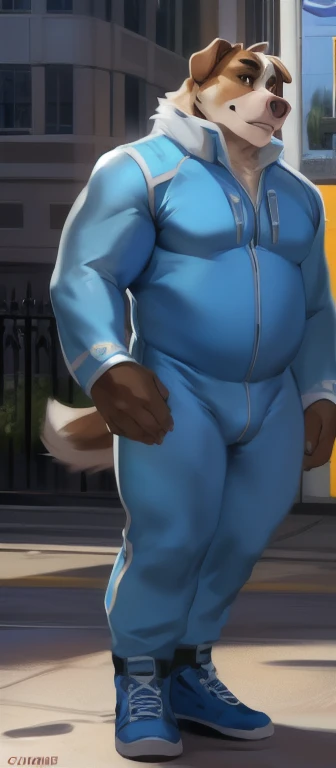 Anthro tiger or wolf or husky, chest hair, large, not muscular, overweight, chubby, fat, big belly, belly, bloated belly, bulging belly, (((vore))), digesting, bara, adult, aroused. Wearing green tight business suit, ((hyper big thick penis)), huge testicles, ocean, (duo), devouring hyper godzilla