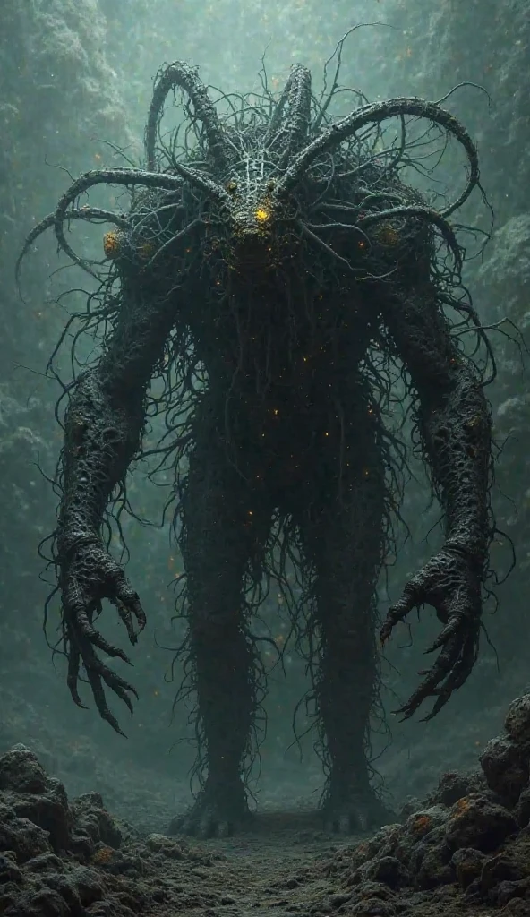 Network Creature Thick, stupid incomprehensible creature, the image of a neural network ...