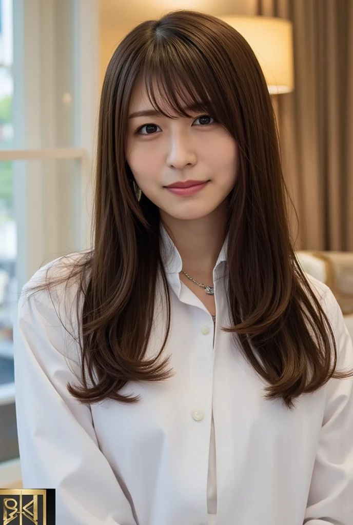 ((Eyes light up、Big Breasts that can be seen even through clothes、Blushing、Both hands are in front of the belly button、A photo of panties visible through a short polo shirt、Roll up your shirt with your hands、She is wearing a white polo shirt and luxurious white panties.、:1.4))、In the living room、Length Cream Hair Color、Her huge breasts are obvious even through her clothes...、Small earrings、Light brown hair color、:1.4))、Shiny Hair、Light beige hair color、Background Blur、Light brown hair、{{Cowgirl Shot}}、((Close-up shot from the waist up、Big Breasts:1.4))、Big Breasts、Smile、Big Breasts that can be seen even through clothes、Cowboy Shot、A lovely smile、((Revealing clothing))、Full body photo、ring、Tuck your hair behind one ear、Silver Necklace、smile、Caustics、Highly detailed photos、Big Breasts、Super no makeup、(8K、RAW Photos、Highest quality、masterpiece:1.2)、(Realistic、Realistic)、1 Girl、((Big Breastsショートヘア、Looking into the camera:1.4))、Hair blowing in the wind
