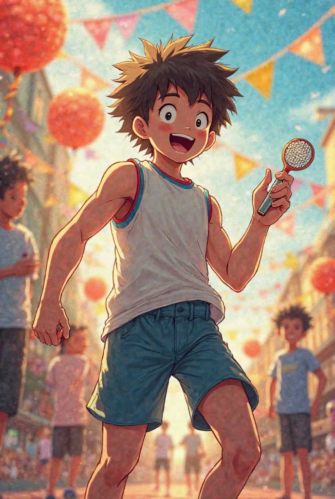 night,1boy, male focus, solo, standing, holding polearm, open clothes,black hair, green watermelon field,many green watermelons, blue sky, full moon, outdoors, Grass, <lora:shuimobysimV3:0.5>