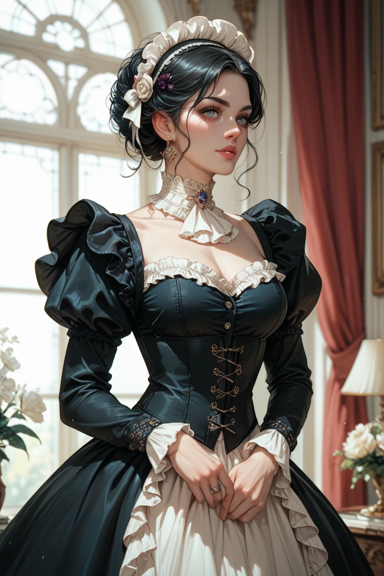 Sexy victorian woman, oil painting, gothic girl, masterpiece