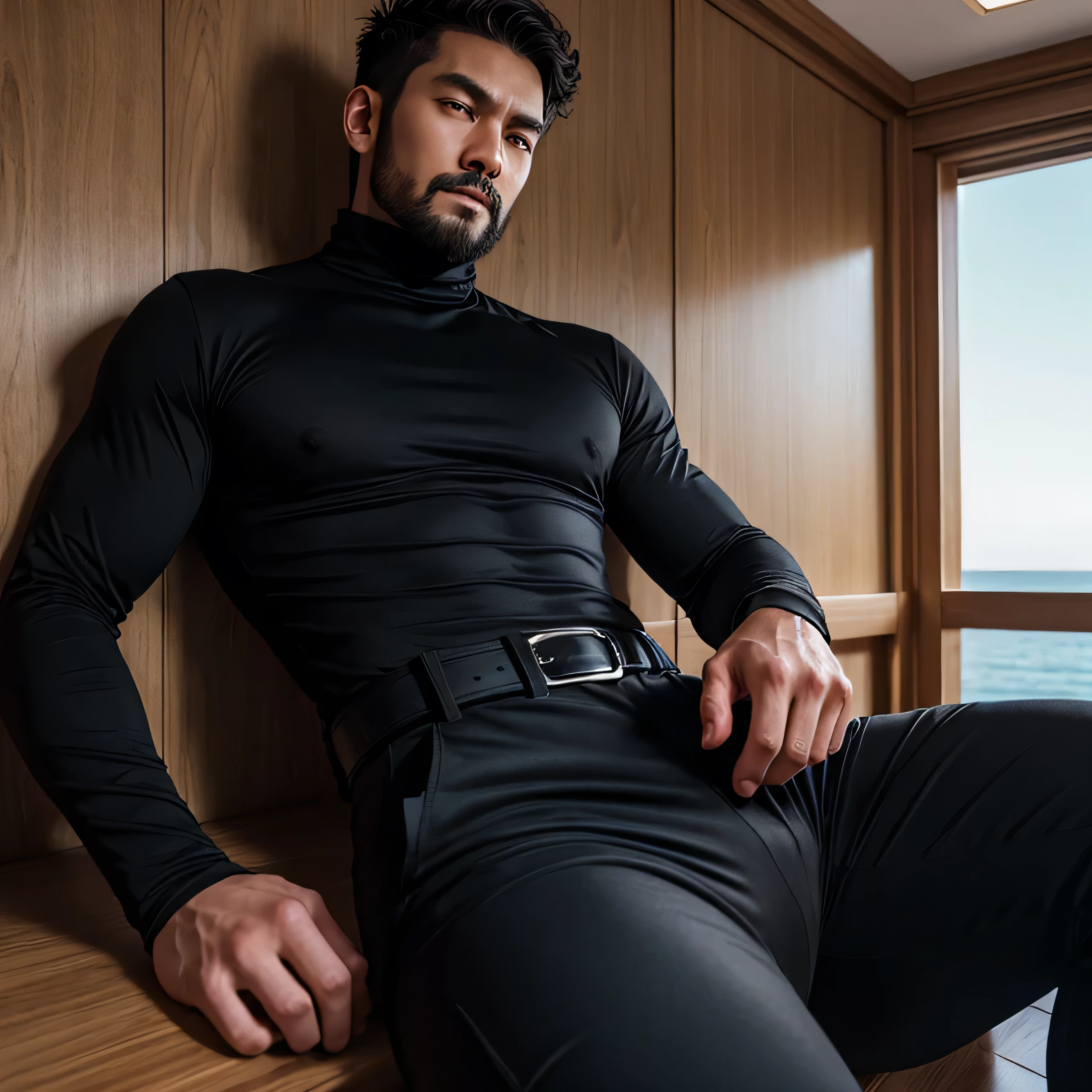 1 young handsome guy，20-25 years old，police officers，Interpol，Police Department，With a gun，Handsome，musculous，Thin muscles，hairy bodies，Police uniform（Fine eye 1：3），Black eyes，full bodyesbian，full bodyesbian ，epic realism, epic photorealistic ， puffy nipples , swollen nipples ，sexy , eroticism , (wearing thongs) , full length shot(fls) , NSFW , bare chest , thick fat booty , thick hips , thick thighs , fat buttocks , only boy , only male