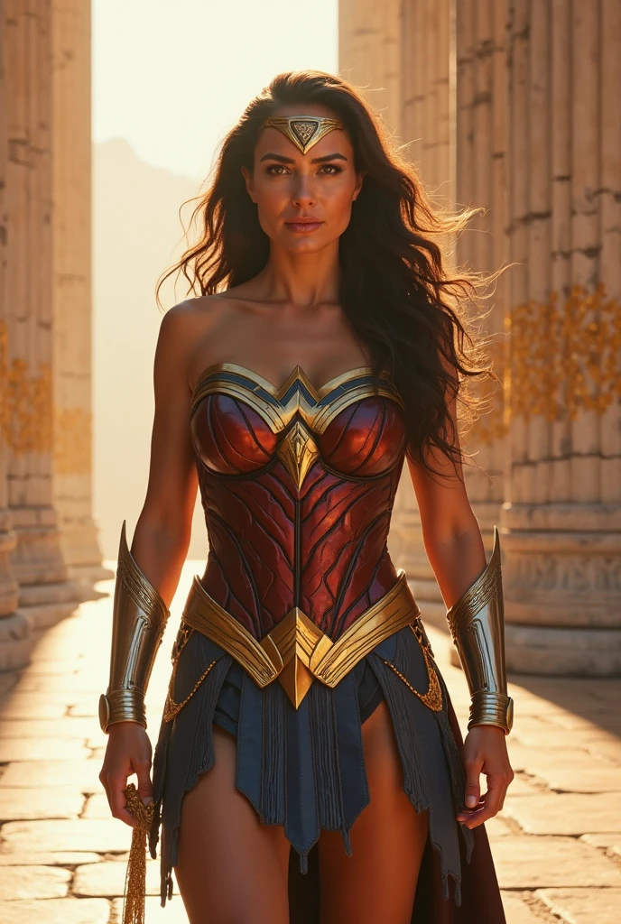 Create a cinematic masterpiece photography piece in soft lighting and soft details that showcases a realistic and incredibly detailed rendering of Wonder Woman armor victorian era in an octane-driven 16k resolution. Incorporate trending Artstation aesthetics while utilizing the full potential of Stable Diffusion technology to produce a stunning and ultra-realistic final result