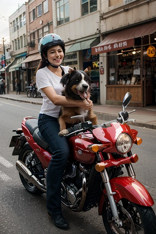A dog riding a bicycle 
