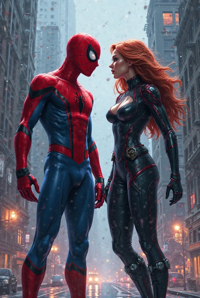 Spider Man and spider girl may redhead woman