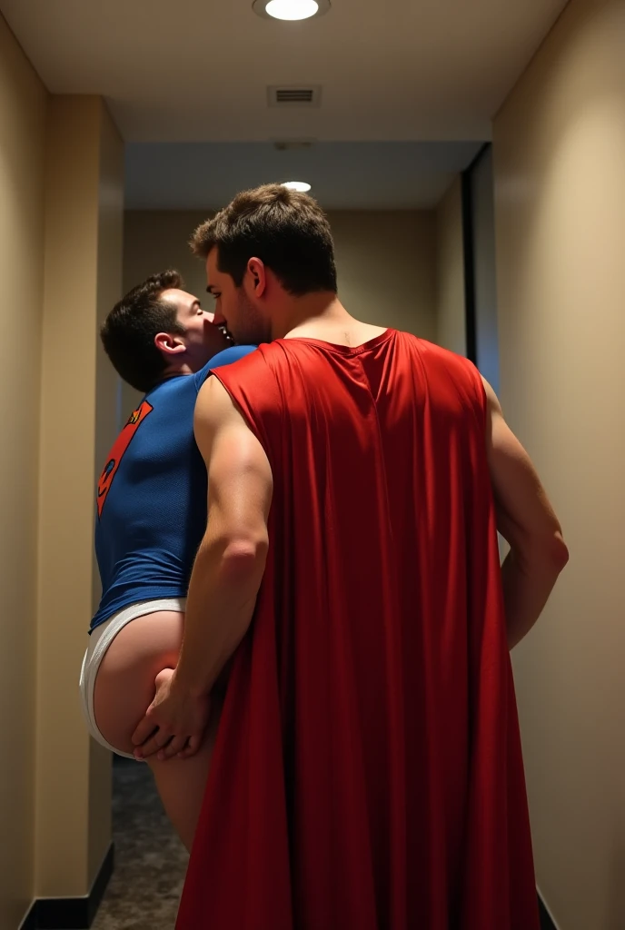 HD quality, high definition,male is 18 years old handsome and muscular and slim, male has red lips and blue eyes, leaning against a wall on a cave naked and penis exposed, the female kissing the male torso, Romantic sex scene, the male is wearing earring, and cape