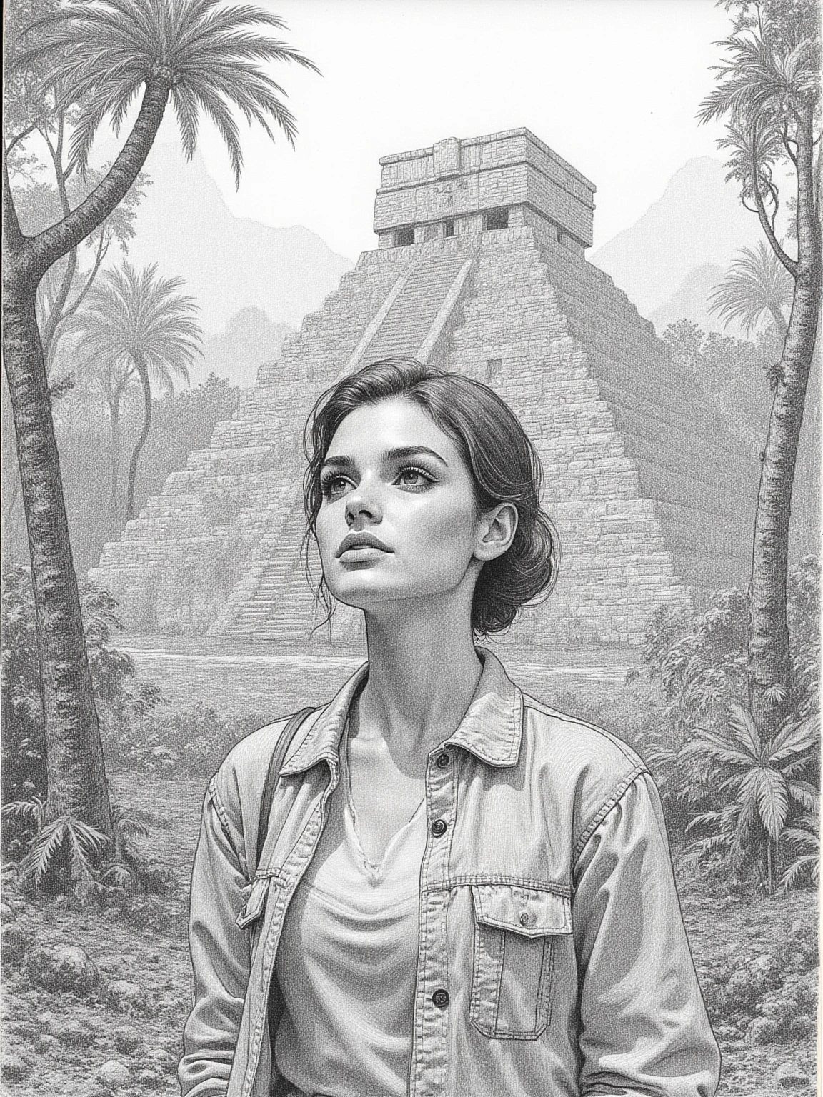 (masterpiece, best quality,ultra highres), (movie poster art,title of "indiana jones"),In the center of the poster,heroine girl in posing,(16yo,(darkblue wavy-short hair),thick eyebrows,middle small breasts),(wearing "indiana jones" costume),