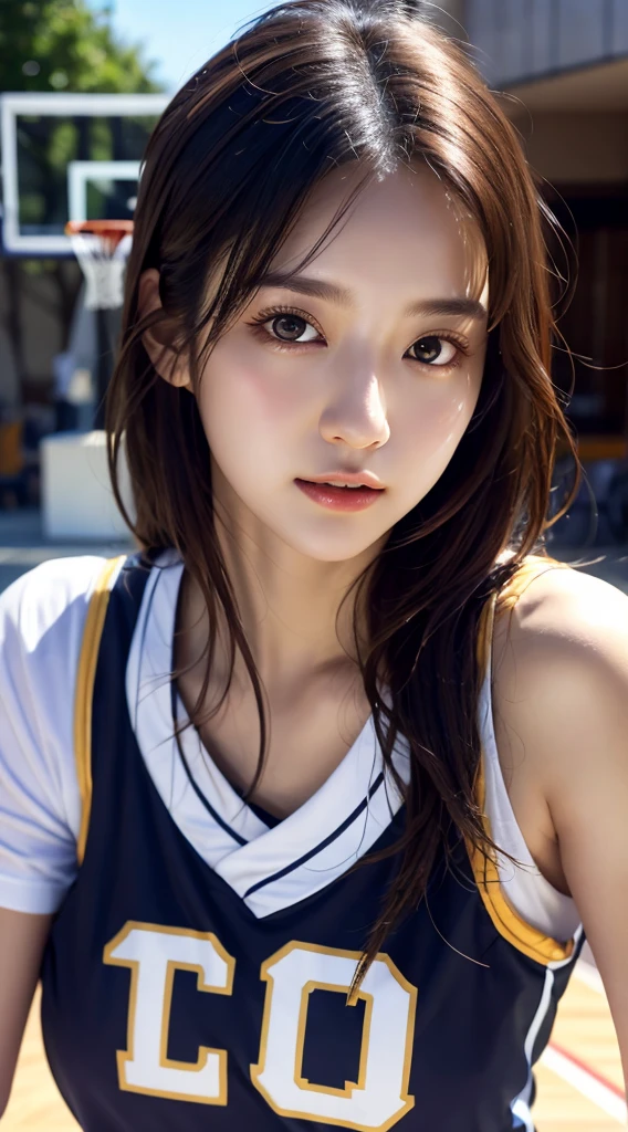 (Top Quality, 8k, Masterpiece: 1.3), (Beautiful japanese high school student), Female 1 Person, (Breasts, Attractive Body: 1.2), Abs: 1.1, Dark Brown Hair: 1.1, (Wet Rain, Wet Body: 1.1), Ultra High Detail Face, Detailed Lips, Detailed Eyes, Double Eyelids