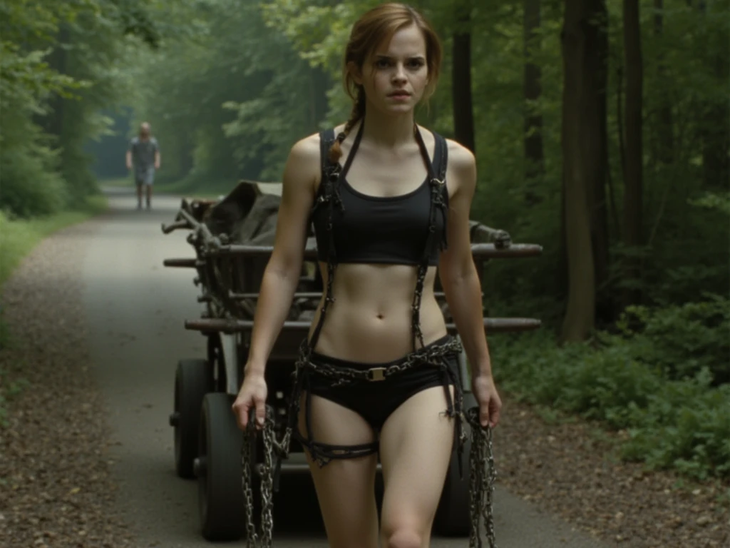A 16 y.o. trashy girl, ginger girl, very pale skin , very bulging eyes, very thin girl, backlighting,(pink hairpins in her hair) and two pigtails, one on each side of the head,nose ring piercing, sun, backlighting, very pale skin full of freckles, very bulging eyes, ginger hair, very very very thin legs and very very very thin arms, swimming gracefully at abandoned city ruins in the background, sun, serene and mysterious atmosphere, 8k, vibrant colors, cinematic lighting, photorealistic, concept art style