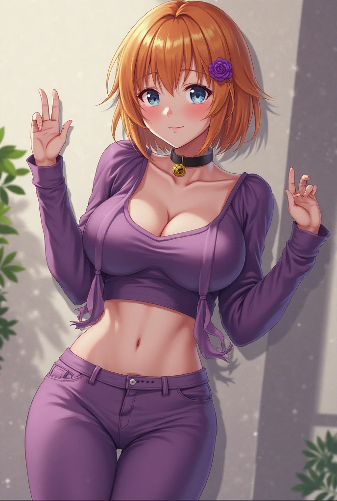 (masterpiece:1.2), (Best quality at best:1.2), perfect body shape, perfect eyes, perfect face, 1 Girl, Alone, 8K, Best Quality, large breast，(Detailed description of hair), (Detailed description of face),(Detailed description of body), fair and clear skin, matchless beauty, long legged, (Stockings), (S30 years old)，facing the audience, professional photographic lighting, short jeans, hoody, midriff, ssmile, dynamic shot angle, orange hair, short hair, sporty style, orange eye