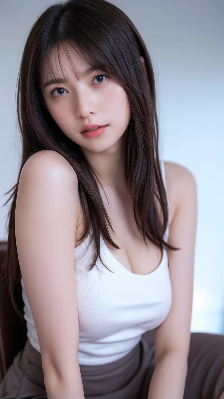 (8k、RAW Photos、Highest quality、masterpiece:1.2)、(Realistic、Photorealistic)、1 Girl、naked、nude、Beautiful breasts、Big Breasts、Beautiful ass、Hairless pussy、Sleeping in bed、Downward、Crying face、Face close-up、Bedroom))、Lots of eyelashes、Add shine to your eyelids、skeletally correct、Sweaty body、Beautifully trimmed fingertips、In the sky