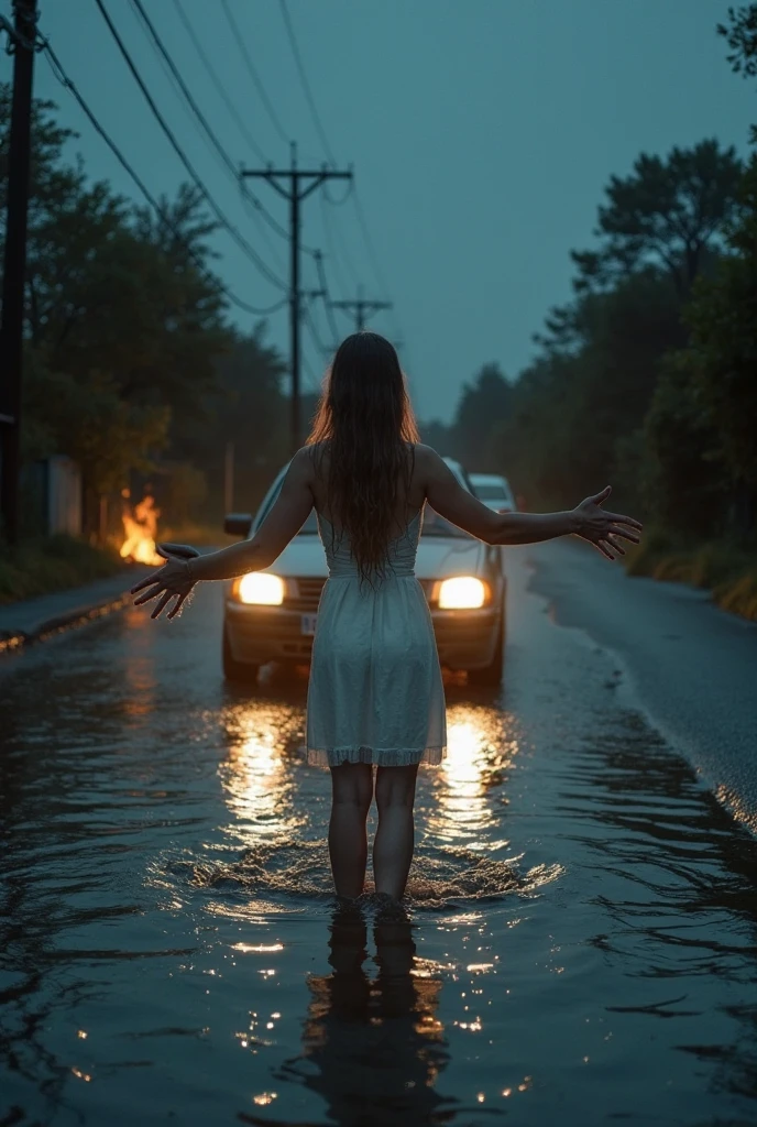 (YES NSFW), (1girl), 25yr old girl runs, girl alone escapes from floods and huge waves, (solo girl:1.3), Girl wearing a very long evening red dress, windyupskirt, wind rises her skirt showing groin area、((skirt lift by yourself)))、(Lifted by yourself)、panties off、no panties、red blush、aparted lips、looking at the viewers、 wind moves skirt showing her perfect ass. (Front view:1.3). Beautiful face. She runs down in Rome streets. garbage dumpsters around, off-end road,abandoned building,Garbage all over the ground, City landscape. She escapes running from floods and huge waves, Beautiful perfect face. Closed eyes, slightly open mouth, smooth skin, real pores, (windyupskirt), heavy rain, hide one's hands、Do not show your hands. Fog, smoke, front view, best quality, fine details, {{masterpiece, best quality, extremely detailed CG, unity 8k wallpaper, cinematic lighting, lens flare}}. ((extreme detail)), (ultra-detailed), best quality, ultra high res, (8k, RAW photo, masterpiece, realistic, photorealistic:1.4), 8k uhd, dslr, absurdres, ray tracing, high quality texture, intricate details, detailed texture, finely detailed. Extremely Detailed CG Unity 8K Wallpapers、top-quality、masterpiece、realisitic、Photo Real, Dramatic dark lights, night illumination