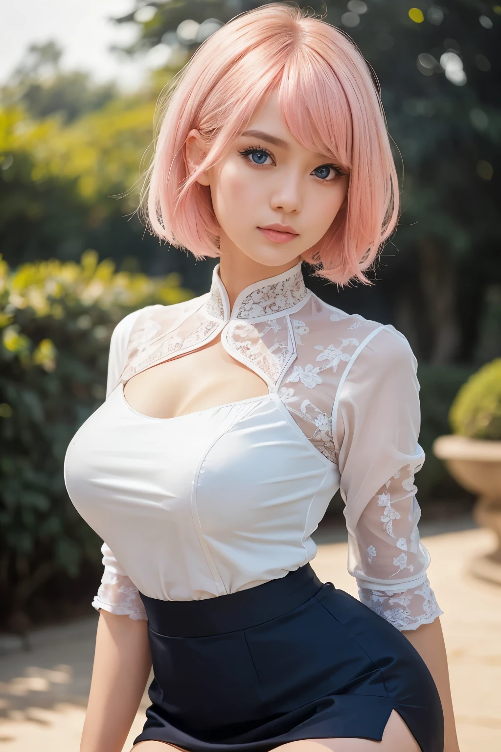best quality, 32k, RAW photo, sakura maiden, an innocent and beautiful girl like a cherry blossom, glossy messy pixie cut, cherry blossom kimono, translucent and fluttery pastel colored hagoromo, sensual expression, mysterious, incredibly absurdres, extremely detailed, delicate texture, background iridescent pastel color, blooming profusely, cherry blossoms, cherry blossom petals, dancing petals, scattered gold dust, wind, motion-blur, action-lines, fantasy