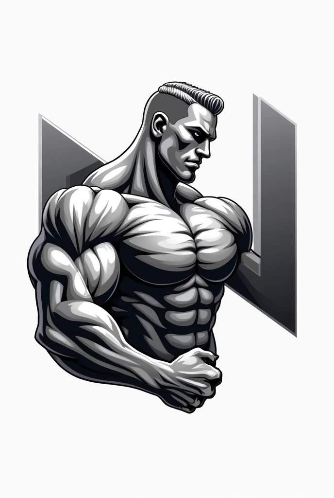 create a cover for a bodybuilding ebook with an aesthetic black and white physique, artwork and higher quality