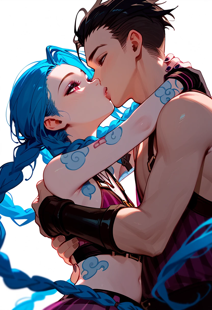 Yasuo and Jinx kissing from league of legends