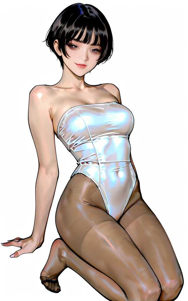 (masterpiece),(Highest quality),(Very detailed),(High resolution),8K,wallpaper,girl,blonde,ponytail,Beautiful female hands,Detailed depiction of the hand,Woman Stand,(Big Breasts:1.3),(Thick thighs:1.5),(Sensual),front,look at me,Sexy smile,((Ultra-shiny high leg leotard)),(((armpits))),(The background is a pink, gray, and white gradient), Sit on the sofa with your legs spread