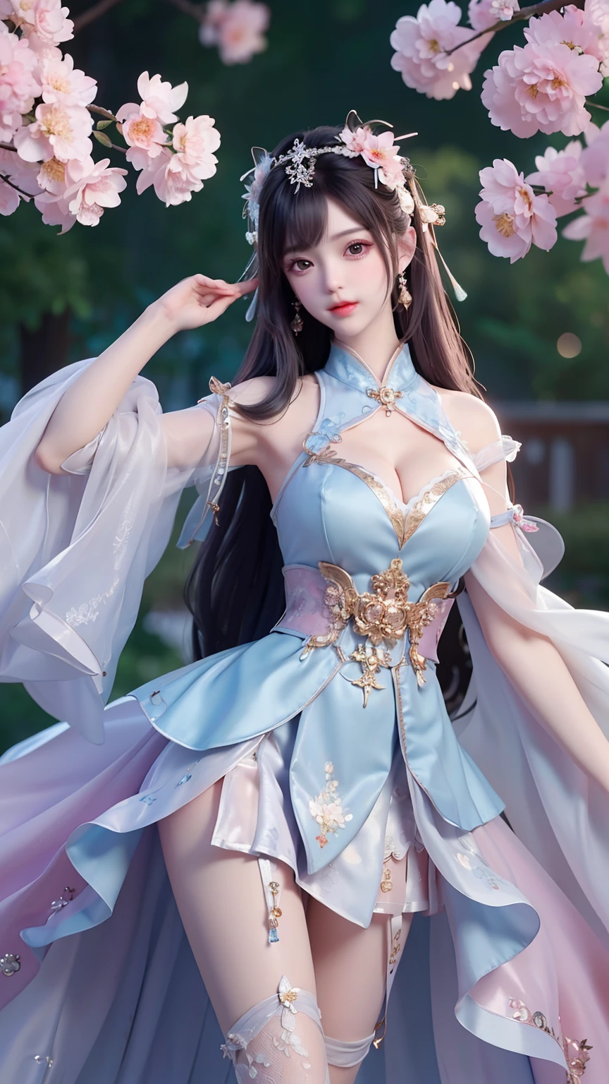 sexually provocative( 8k, RAW photo:1.2), best quality, ultra high res,dramatic angle,(fluttered detailed color splashs), (illustration),(((goodess young))),(long hair),(rain:0.9), (Headdress:1.4),There is an ancient palace beside the girl,Hanfu,(Key Points),Color ink painting,(Splash of Color),Splash of Color,(((colorful))),(sketch:0.8) , Masterpiece, best quality, beautiful painted, highly detailed,(denoising:0.6),[splash ink],((ink refraction)), (beautiful detailed sky),moon,highly,detaild,(masterpiece, best quality, extremely detailed） CG Unity 8k Wallpaper，masterpiece，best quality，Ultra Detailed），（Lycoris）. hanfu open v open V-chested clothes Thin silk lace dress , (huge ，cleavage),, white pink and gren，best qualtiy，tmasterpiece，Ultra-high resolution，（Reality：1.4），RAW photogr，（True skin texture：1.3），（filmgrain：1.3），（Selfie angle），1个Giant Breast Girl，Beautiful eye and face details，tmasterpiece，Best quality at best，，The chest more exposed， detailed brapurple and green , detail 8k, upper body, lace petticoat. bottom position looking up, 