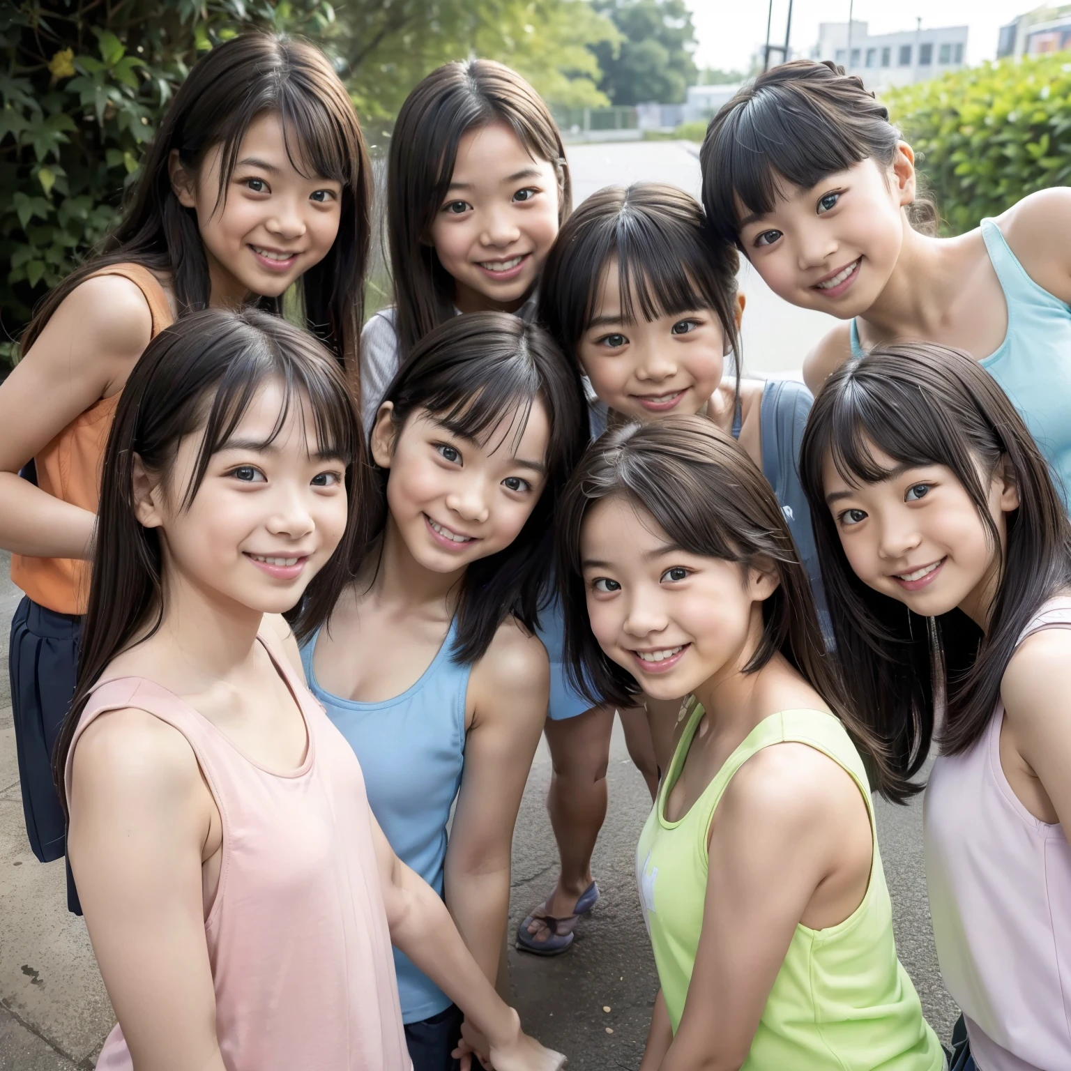 filling machine that divides Canadian、( There 5 cute elementary school students ) ,((Group of 5)), cute girl model,(( harem )), 5 elementary school girls are so cute , All girls are , (( unworn )) , high image quality, masterpiece, accurate, (( Pastel Tank Top Tee )), ( pastel west cross ), 赤い頬 , Best Quality, smile, looking realistically , ( There :1.4),( 医学的にaccurate ),,(( There :1.4)),(( Classmates )), {{x}} and look at the camera ,smile,(( たくさんの女子の Classmates がいます )), school playground